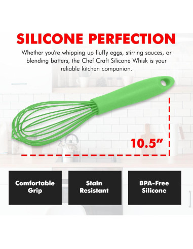 Batidor de Alambre de Silicona Chef Craft 26,67 cm Verde