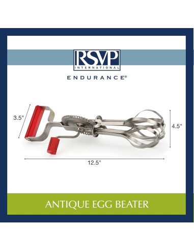 Batidor de Huevos Vintage RSVP Internacional Acero Inoxidable 31 cm Rojo