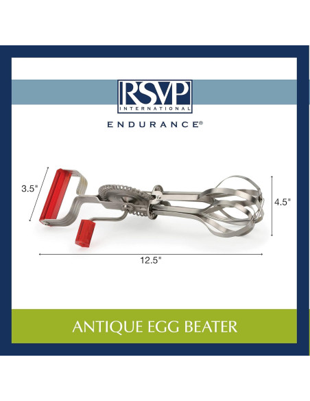 Batidor de Huevos Vintage RSVP Internacional Acero Inoxidable 31 cm Rojo
