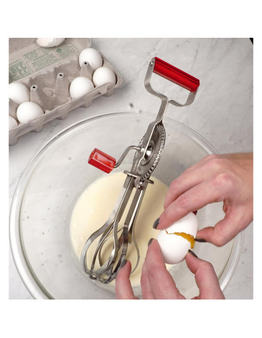 Batidor de Huevos Vintage RSVP Internacional Acero Inoxidable 31 cm Rojo