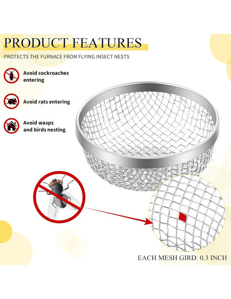 Cubierta de Ventilación de Insectos Frienda 2 Piezas 7.11 cm