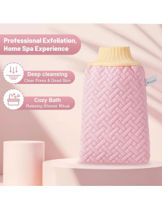 Guante Exfoliante Corporal Shanxi Rosa 3D Viscosa Vegana 2