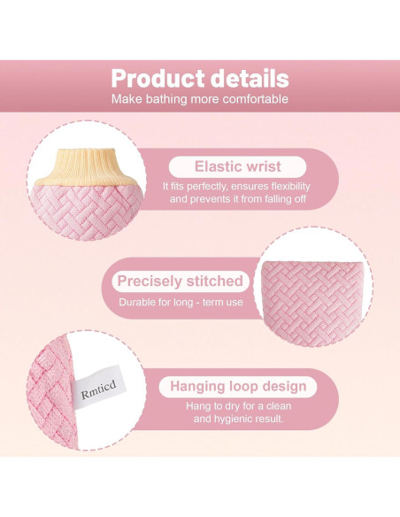 Guante Exfoliante Corporal Shanxi Rosa 3D Viscosa Vegana