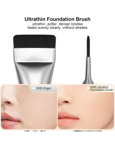 Brocha de Base Plana BEAUTYFACTOR Plata - Maquillaje Facial Premium 2