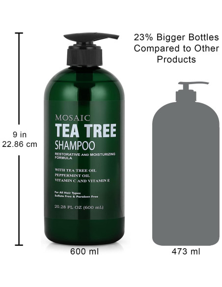 Juego de Champú y Acondicionador Mosaic 600ml Aceite de Árbol de Té Juego de Champú y Acondicionador Mosaic 600ml Aceite de Árbol de Té