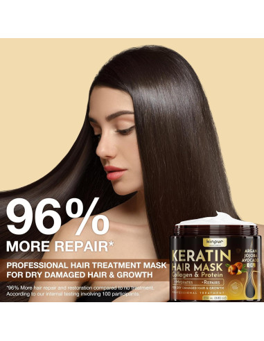 Mascarilla Hidratante para Cabello Dañado Kinpur 300g - Queratina y Colágeno