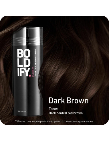 Fibras para Cabello Boldify 28g - Marrón Oscuro - Relleno Instantáneo