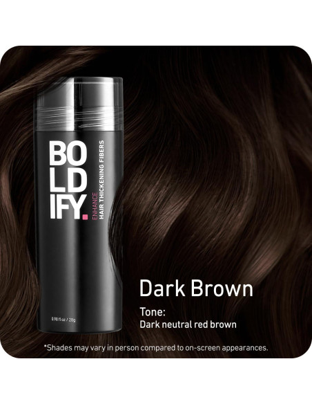 Fibras para Cabello Boldify 28g - Marrón Oscuro - Relleno Instantáneo