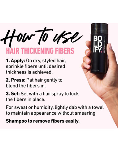 Fibras para Cabello Boldify 28g - Marrón Oscuro - Relleno Instantáneo