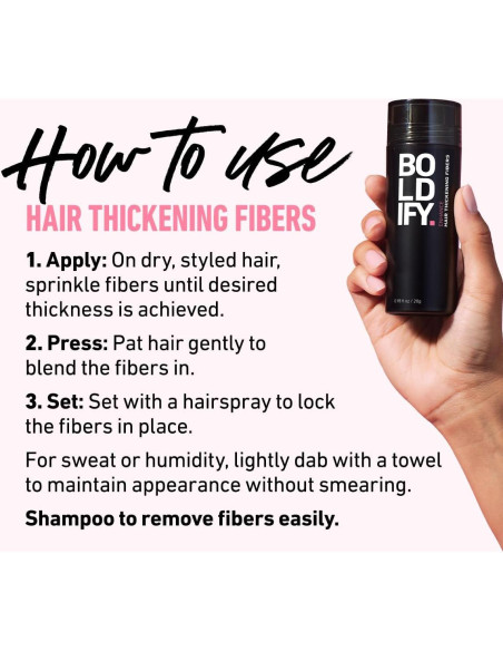 Fibras para Cabello Boldify 28g - Marrón Oscuro - Relleno Instantáneo