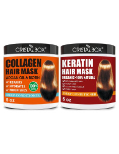 Paquete 2 Máscaras de Cabello Queratina y Colágeno 358g