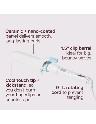 Plancha de Rizar Cerámica Mane 1.5" para Rizos Grandes
