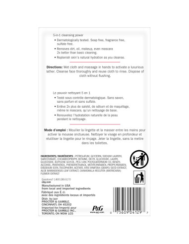 Toallitas Faciales Diarias Olay 66 Unidades Hidratantes