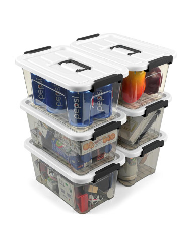 Bins de Almacenamiento NUMIFUN 6 Piezas 7L Apilables Gris