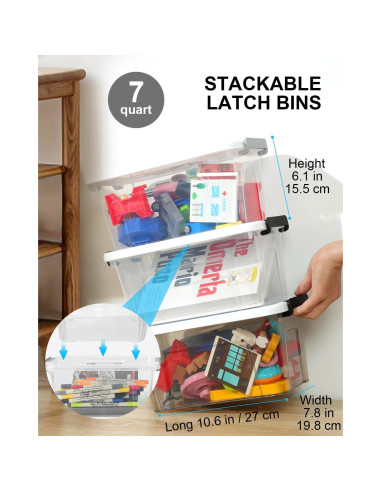 Bins de Almacenamiento NUMIFUN 6 Piezas 7L Apilables Gris