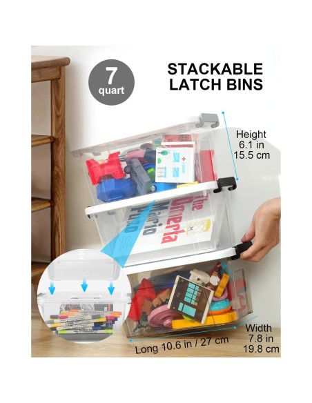 Bins de Almacenamiento NUMIFUN 6 Piezas 7L Apilables Gris