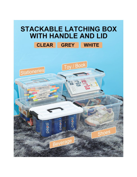 Bins de Almacenamiento NUMIFUN 6 Piezas 7L Apilables Gris