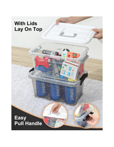 Bins de Almacenamiento NUMIFUN 6 Piezas 7L Apilables Gris