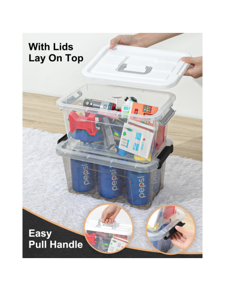 Bins de Almacenamiento NUMIFUN 6 Piezas 7L Apilables Gris