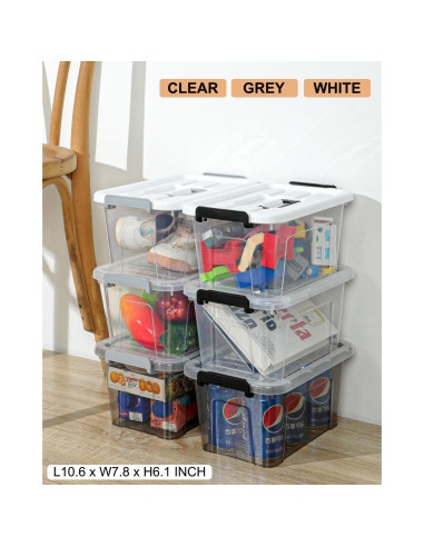 Bins de Almacenamiento NUMIFUN 6 Piezas 7L Apilables Gris