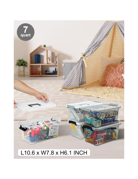 Bins de Almacenamiento NUMIFUN 6 Piezas 7L Apilables Gris