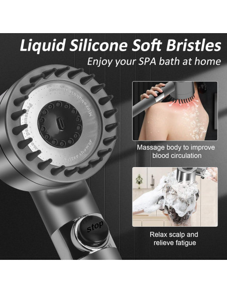 Cabeza de Ducha Alta Presión Luxsego FSH-AM001 Gris 3 Modos Cabeza de Ducha Alta Presión Luxsego FSH-AM001 Gris 3 Modos