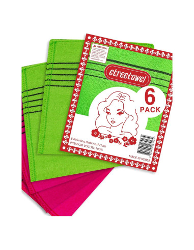 Guantes de Baño Exfoliantes Ereetowel 6 Piezas Anti-Encogimiento