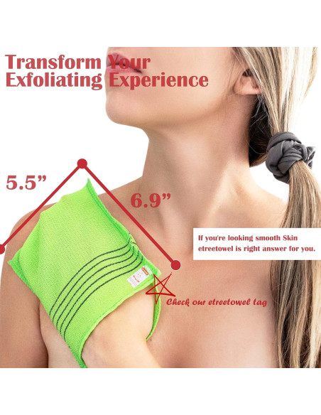 Guantes de Baño Exfoliantes Ereetowel 6 Piezas Anti-Encogimiento