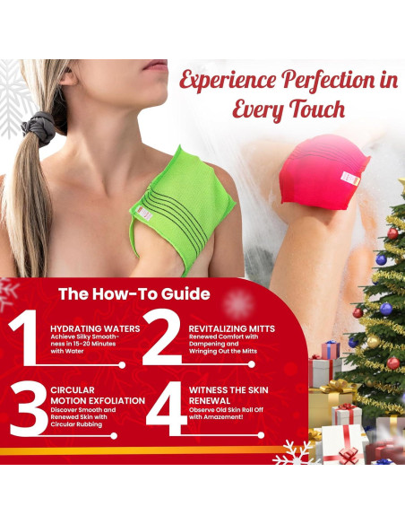 Guantes de Baño Exfoliantes Ereetowel 6 Piezas Anti-Encogimiento