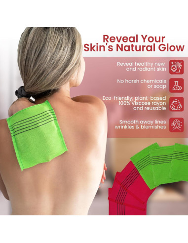 Guantes de Baño Exfoliantes Ereetowel 6 Piezas Anti-Encogimiento