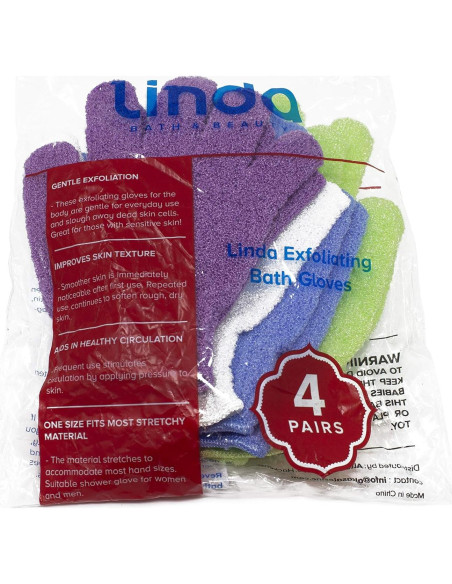 Guantes Exfoliantes Linda - Paquete de 4, Talla Única