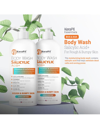 Jabón Corporal Exfoliante KERAPIL Ácido Salicílico 2 Pk