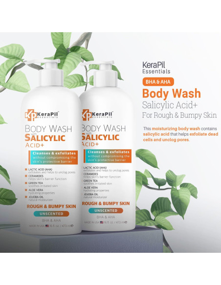 Jabón Corporal Exfoliante KERAPIL Ácido Salicílico 2 Pk