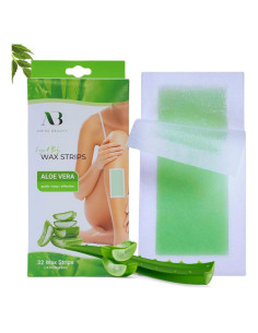 Tiras de Cera Aloe Vera Amira Beauty 64 Unidades Piel Sensible