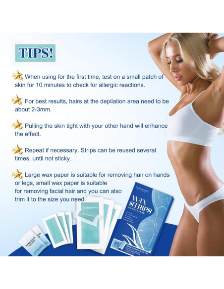 Tiras de cera depilatoria PLAYQUEEN 60 unidades kit completo