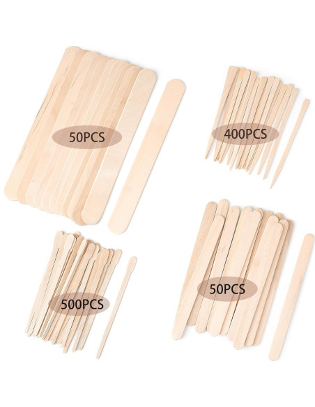 1000 Palitos de Cera de Madera JIUHSHN - 4 Estilos Variados