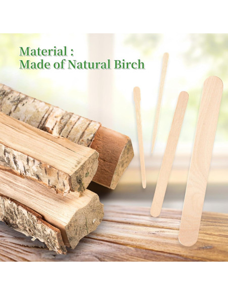 1000 Palitos de Cera de Madera JIUHSHN - 4 Estilos Variados