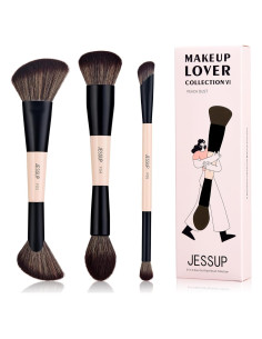 Juego de Brochas de Maquillaje Doble Punta Jessup T508 3 Piezas