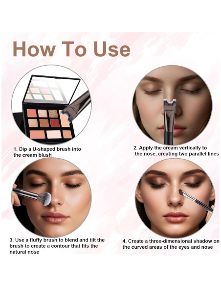 Juego de 2 brochas contorno nariz Lyreh - Fibras sintéticas