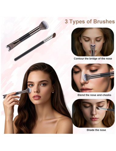 Juego de 2 brochas contorno nariz Lyreh - Fibras sintéticas