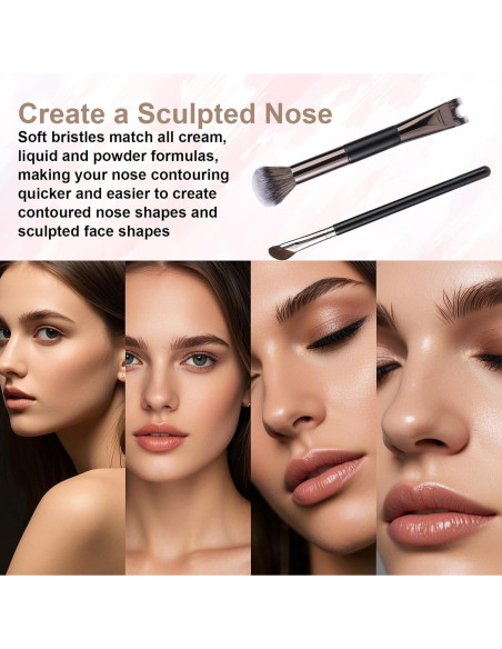 Juego de 2 brochas contorno nariz Lyreh - Fibras sintéticas