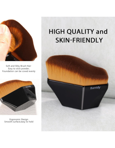 Brocha de Base Premium Banidy Hexagonal Negra 8,71x5,79cm