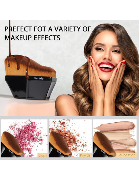 Brocha de Base Premium Banidy Hexagonal Negra 8,71x5,79cm