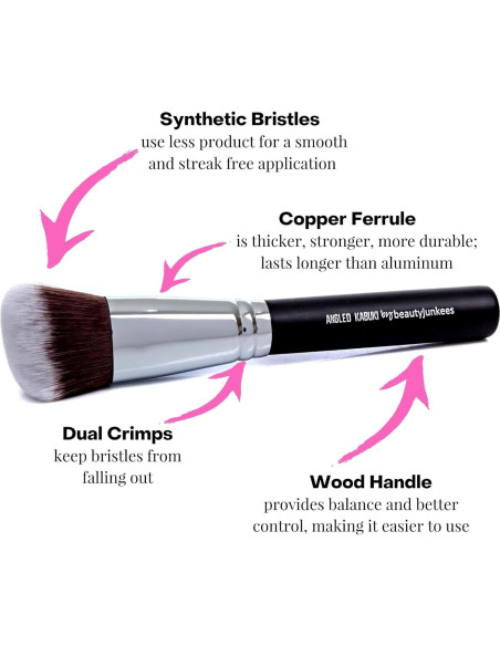 Brocha de Rubor Angulada Beauty Junkees - Cerdas Sintéticas