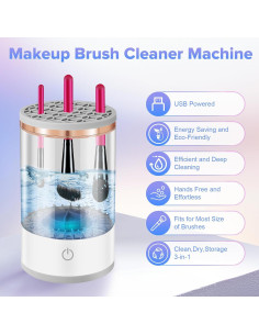 Limpiador de Brochas de Maquillaje Eléctrico CJ 2 en 1 2