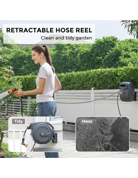 Carrete de Manguera Giraffe Tools 27,43m Soporte Metal Gris