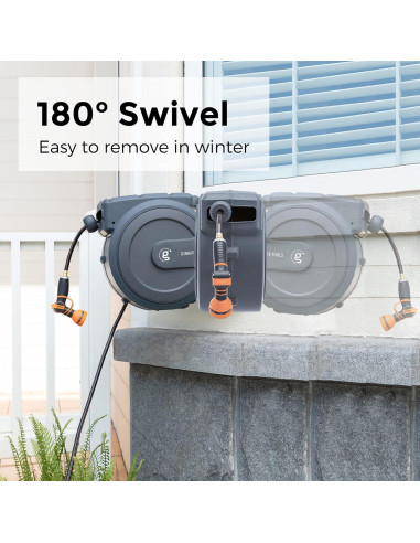 Carrete de Manguera Giraffe Tools 27,43m Soporte Metal Gris