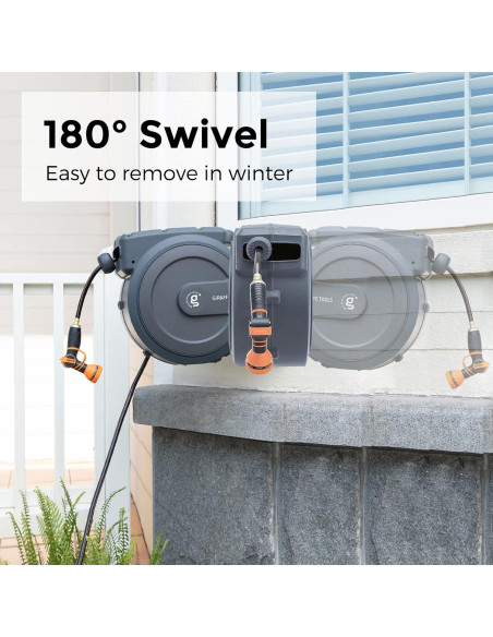 Carrete de Manguera Giraffe Tools 27,43m Soporte Metal Gris