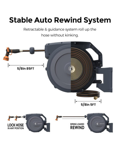 Carrete de Manguera Giraffe Tools 27,43m Soporte Metal Gris