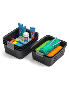 Cesta de Almacenamiento Plástico IRIS USA 6 Unidades Mediana Negra